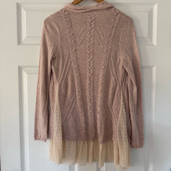 Anthropologie - Knitted & Knotted Cashmere Blend Light Pink Cardigan Sweater - Picture 7 of 12